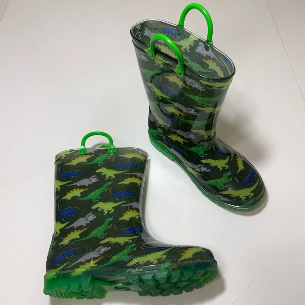 Primark Dinosaur Rain Boots Green Dinosaur Print - Kids Size 13